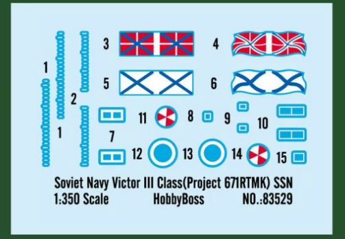 Збірна модель 1/350 soviet Navy Victor III Class (Project 671RTMK) SSN HobbyBoss 83529 - зображення 6