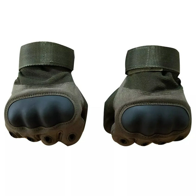 Плотные сенсорные перчатки с антискользкими вставками и защитными накладками олива размер L - изображение 2