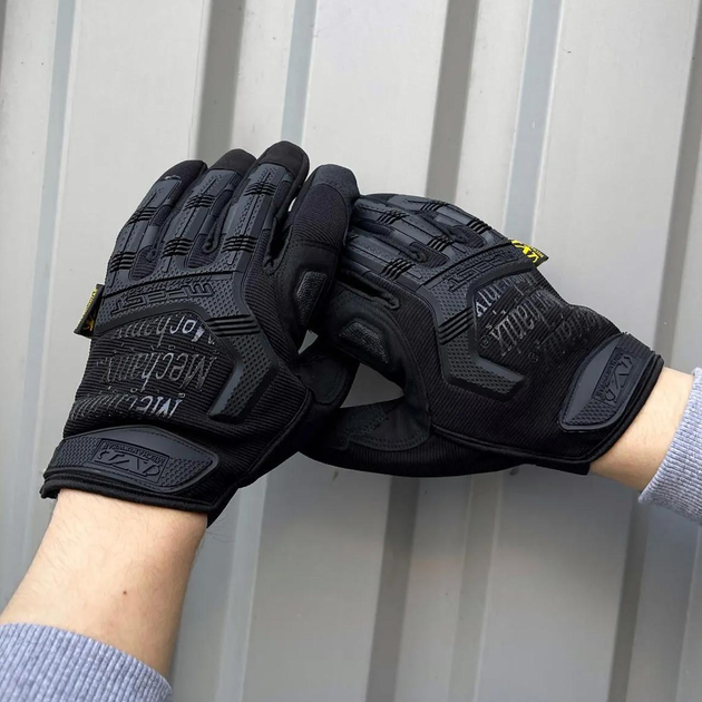 Плотные перчатки M-Pact с защитными пластиковыми накладками черные размер L - изображение 1