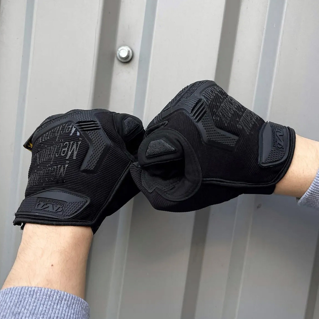 Плотные перчатки M-Pact с защитными пластиковыми накладками черные размер L - изображение 2