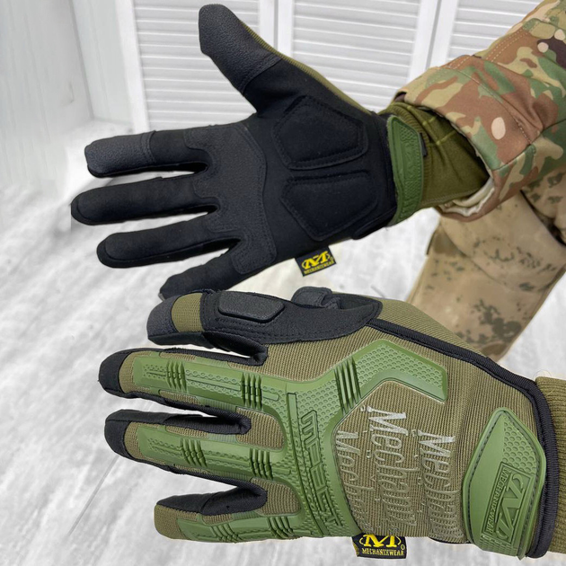 Плотные Перчатки Mechanix M-pact с усиленными накладками и антискользящим покрытием олива размер XL - изображение 1