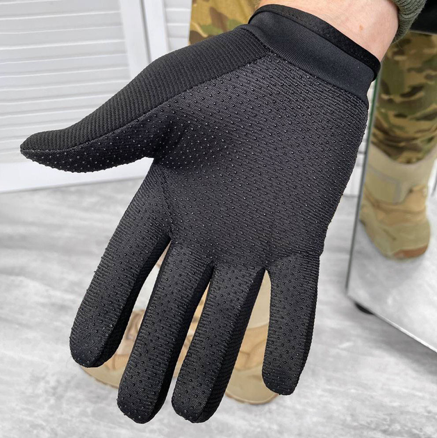 Плотные защитные перчатки с антискользящими вставками на ладонях черные размер M - изображение 2