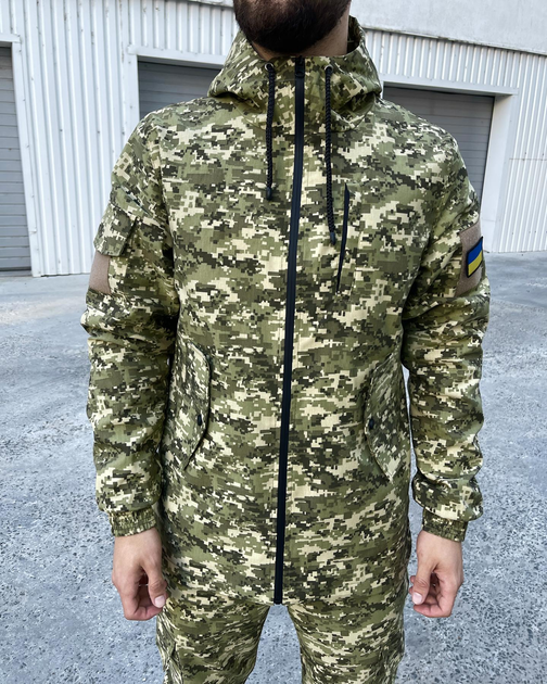 Мужская удлиненная куртка Terra с капюшоном темный пиксель размер 3XL - изображение 1