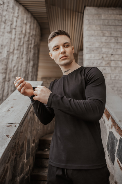 Чоловічий Лонгслів Intruder Pulse / Футболка з довгим рукавом чорна розмір 3XL - Фото 3 Чоловічий Лонгслів Intruder Pulse / Футболка з довгим рукавом чорна розмір 3XL - зображення 3
