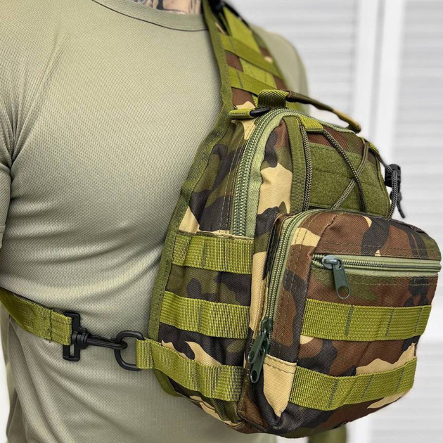 Нагрудная Сумка Cordura 1000D с системой Molle / Вместительный однолямный Рюкзак мультикам размер 23,5х6х12см - изображение 2