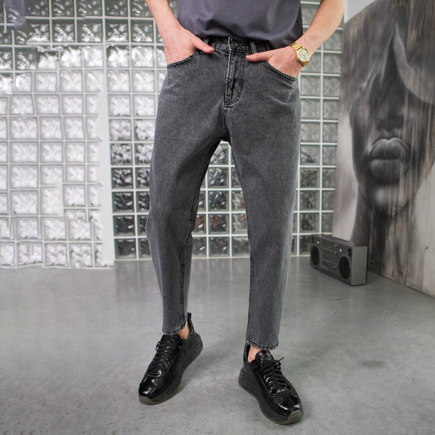 Чоловічі класичні Джинси з кишенями / Вільні джинсові штани сірі розмір ...