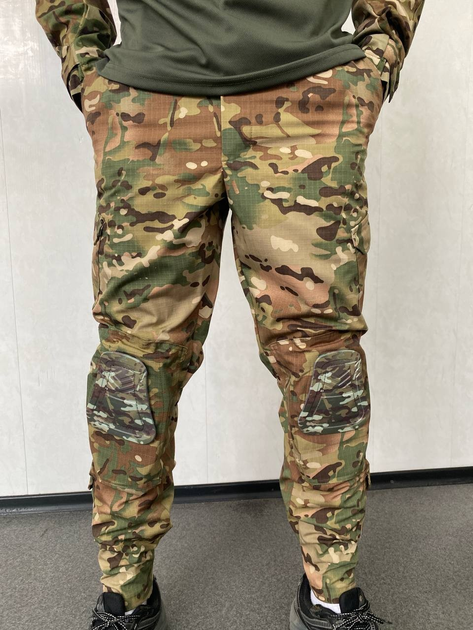 Літні штани військові мультикам із наколінниками ріп-стоп XXXL - зображення 1