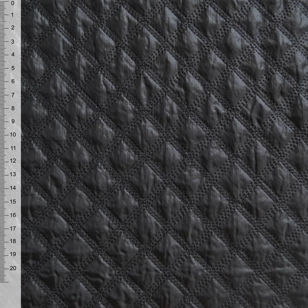 Ткань плащевая стеганая ромбы 3х3 см черная, ш.150 (13625.002) - изображение 2