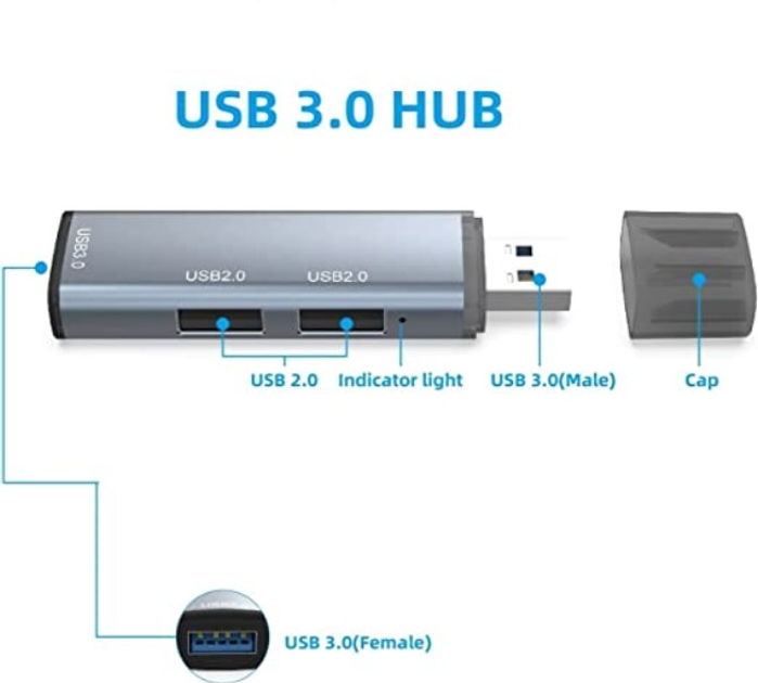 30768 Разветвитель портов с переключателем Ugreen US216 2*USB 3.0 - 4*USB 3.0