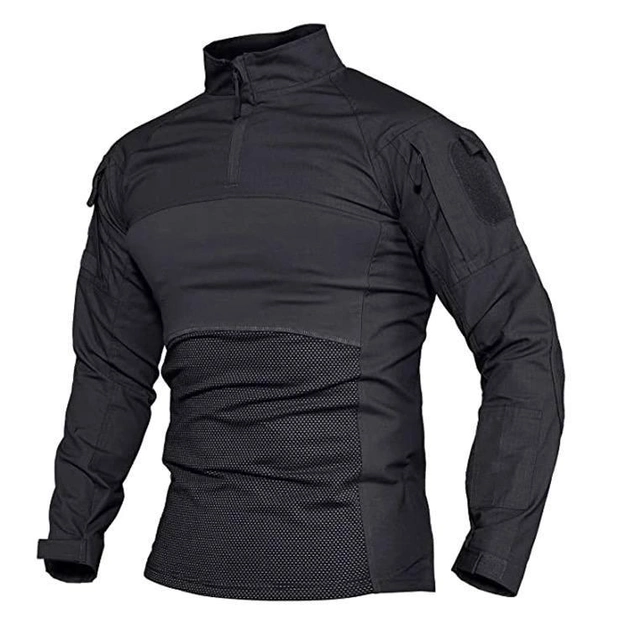 Мужской крепкий Убакс с усиленными локтями / Плотная уставная Рубашка черная размер XL - изображение 1