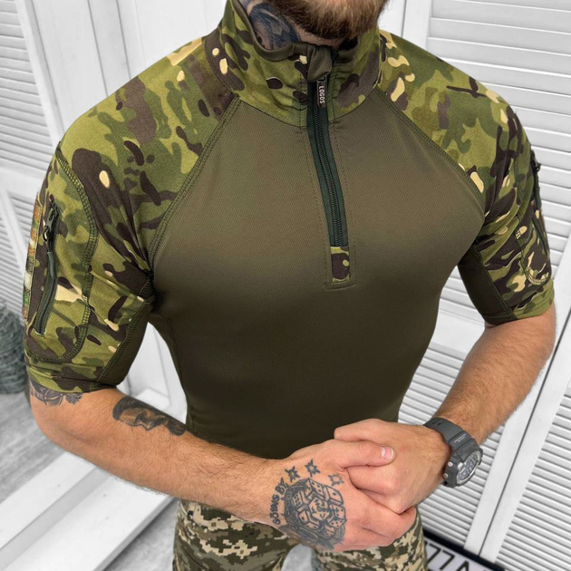 Мужской Убакс Logos с короткими рукавами и карманами / Прочная уставная Рубашка мультикам размер 2XL - изображение 1