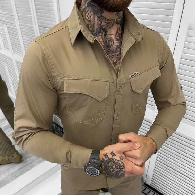 Мужская крепкая Рубашка Combat RipStop с сетчатыми вставками койот размер 3XL - изображение 1