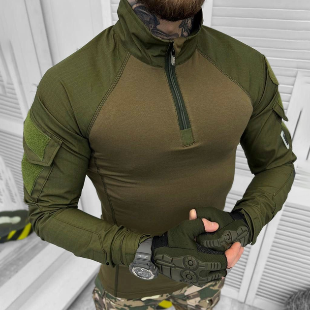 Мужской трикотажный Убакс с рукавами Рип-Стоп / Крепкая рубашка олива размер M - изображение 1