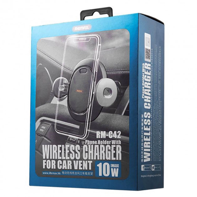 Автомобільний тримач з бездротовою зарядкою Remax RM-C42 Wireless Charger 10W чорний - изображение 3