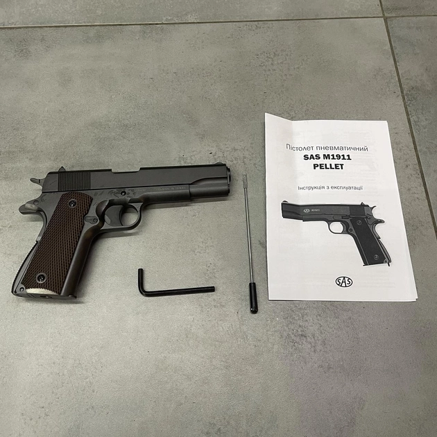 Пистолет пневматический SAS 1911 Pellet кал. 4.5 мм, свинцовые пули, нарезной ствол, Colt M1911 - изображение 2