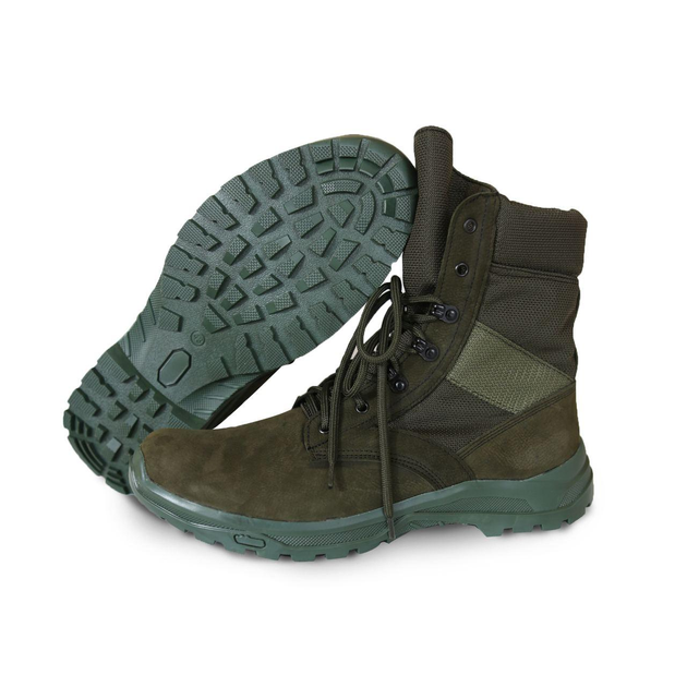 Мужские зимние Ботинки на шнуровке из натуральной кожи / Высокие Берцы с утеплителем Slimtex зеленые размер 40 - изображение 1