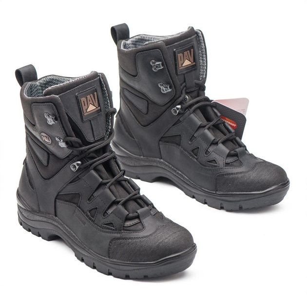 Универсальные кожаные Берцы с мембраной / Демисезонные Ботинки на двухкомпонентной подошве черные размер 44 - изображение 2