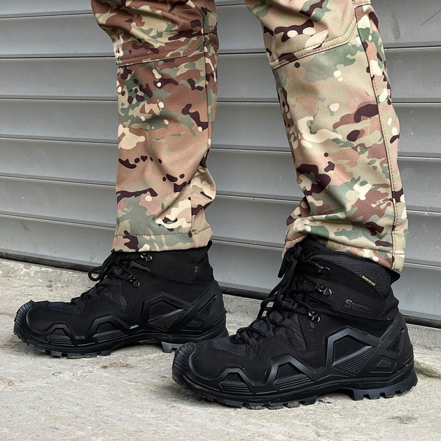 Демисезонные мужские Ботинки Single Sword с мембраной / Нубуковые водонепроницаемые Берцы черные размер 39 - изображение 2