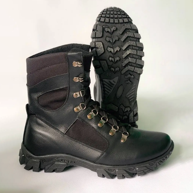 Утепленные Берцы из натуральной кожи / Зимние ботинки с подкладкой Airtex в черном цвете размер 37 - изображение 1