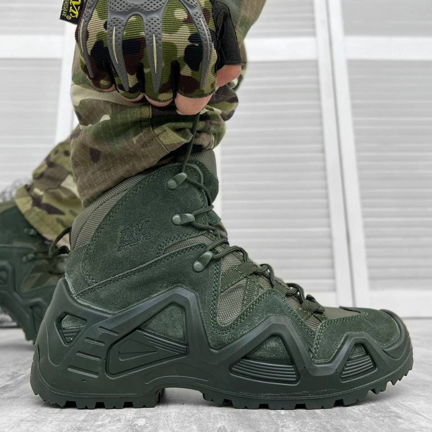 Мужские кожаные Ботинки АК на гибкой полиуретановой подошве / Водонепроницаемые Берцы олива размер 39 - изображение 1