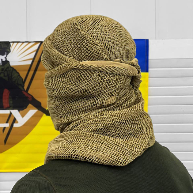 Многофункциональный маскировочный шарф - сетка Single Sword из прочной хлопковой ткани койот - изображение 2