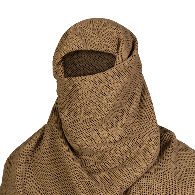 Многофункциональный маскировочный шарф - сетка CamoTec CM SFVS из прочной хлопковой ткани койот размер 200х100 - изображение 1