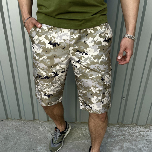 Мужские крепкие Шорты Camo с 4-мя карманами пиксель размер S - изображение 1