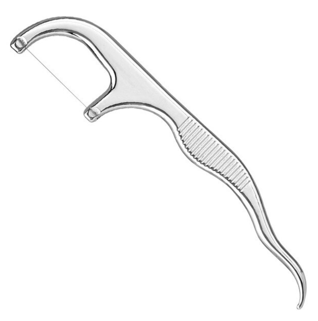 Многоразовая зубочистка с зубной нитью из нержавеющей стали Серебристый ...