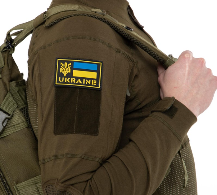 Шеврон патч на липучке "UKRAINE" TY-9919 черный-желтый-голубой - изображение 2