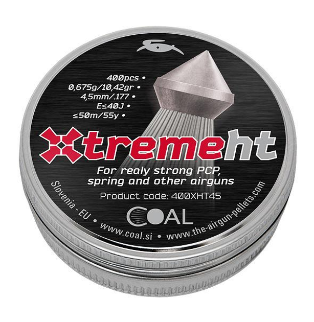 Пули пневматические Coal Xtreme HT кал. 4.5 мм, вес – 0.675 г, 400 шт/уп., точные пульки для пневматики - изображение 1