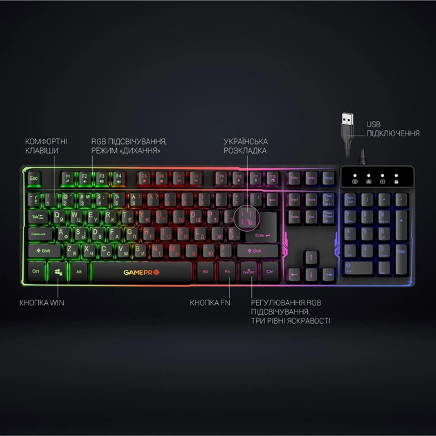 Клавіатура дротова GamePro Nitro+ Black USB (GK576) - зображення 6