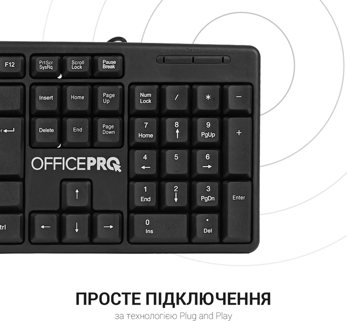 Клавіатура дротова OfficePro SK166 USB Black - зображення 8