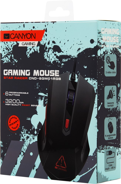Mysz Canyon Star Raider GM-1 USB Czarna (CND-SGM01RGB) - obraz 3