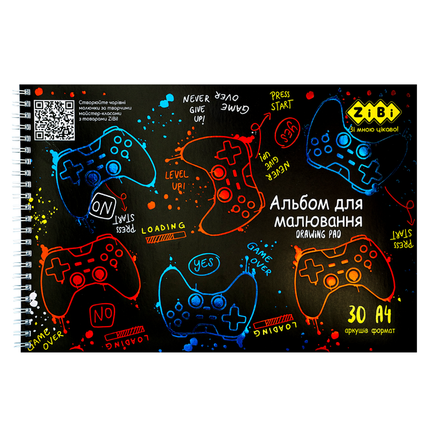 Альбом для рисования ZiBi Gamer A4 30 листов на пружине (ZB.1451-03) - Фото 1 Альбом для рисования ZiBi Gamer A4 30 листов на пружине (ZB.1451-03) - изображение 1