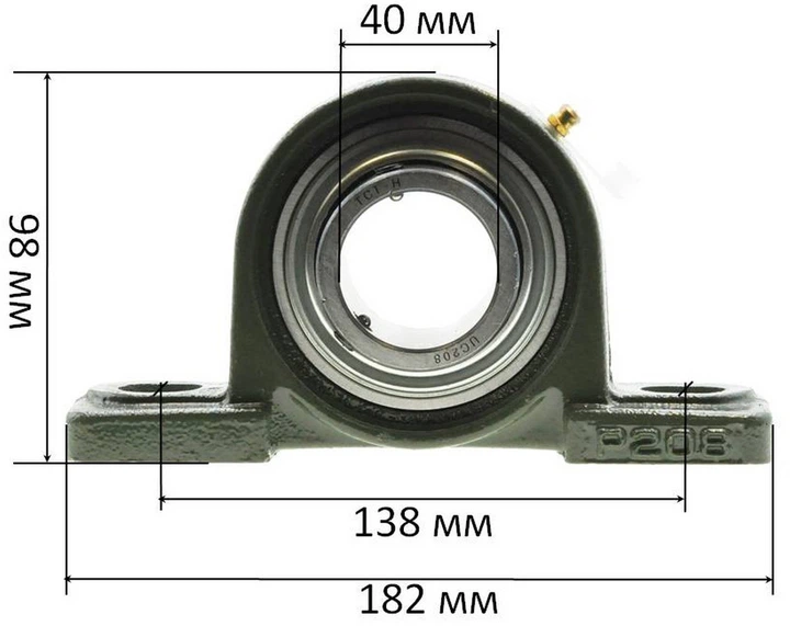 Подшипник UCP208 D-40mm 177*135mm (подшипник UC208, Корпус P208) арт.под809 - Фото 7 Подшипник UCP208 D-40mm 177*135mm (подшипник UC208, Корпус P208) арт.под809 - изображение 7