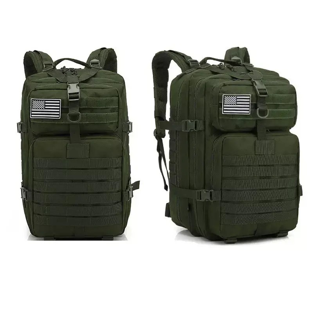 Рюкзак тактичний assault 45 L зелений з вологостійким чохлом - зображення 1
