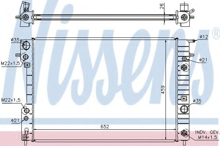 Радиатор охлаждения OPEL OMEGA B 94- 2.5-3.2i пр-во Nissens Nissens (63073A) - изображение 1