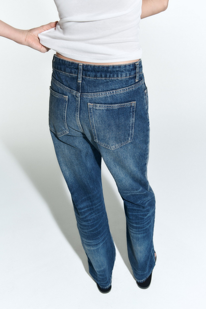 Джинсы укороченные прямые Zara Straight Cropped 40 синий