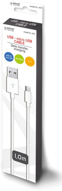 Kabel Savio CL-123 USB - micro-USB 2.1 A 1 m (SAVKABELCL-123) - obraz 2