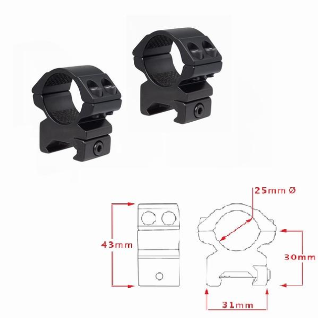 Кольца Hawke Matchmount 1"/Weaver/Med (22113) - зображення 1