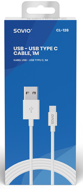 Kabel Savio CL-126 USB-A - USB Typ-C 3 A 1 m (SAVKABELCL-126) - obraz 2