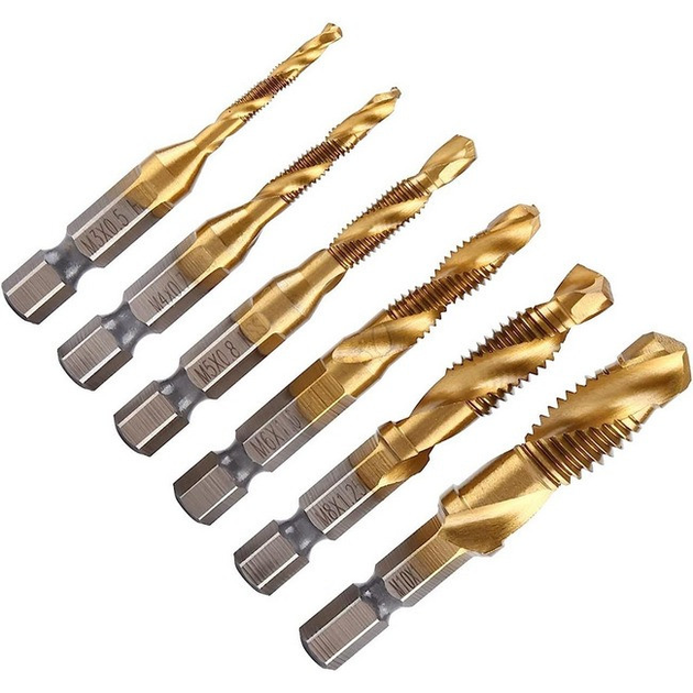 Сверло метчик набор 6 шт Duovite KST-9224 HSS 0.5-1.5 мм для нарезания ...