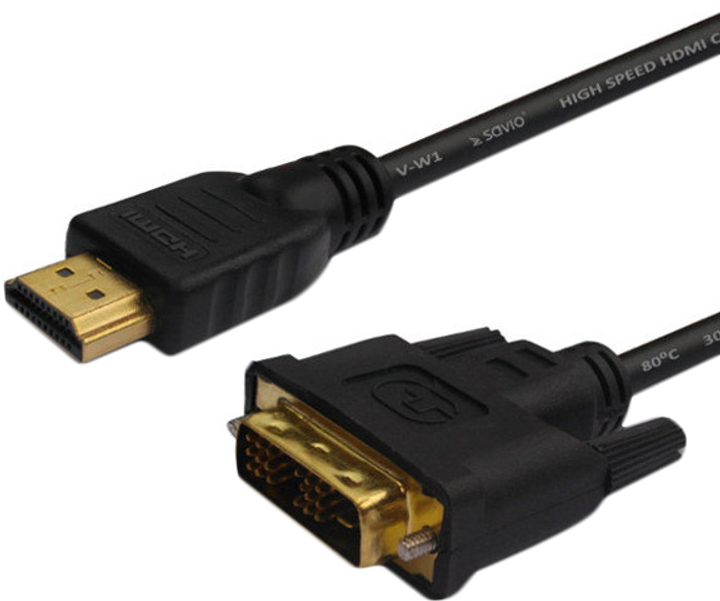 Кабель Savio CL-10 HDMI-DVI 1.5 м (SAVKABELCL-10) - зображення 1