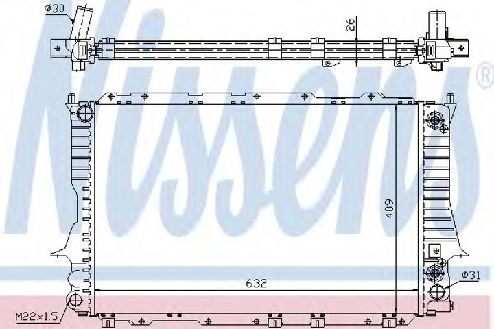 Радиатор охлаждения AUDI 100/A6 2.6-2.8 AT пр-во Nissens Nissens (60476) - изображение 1