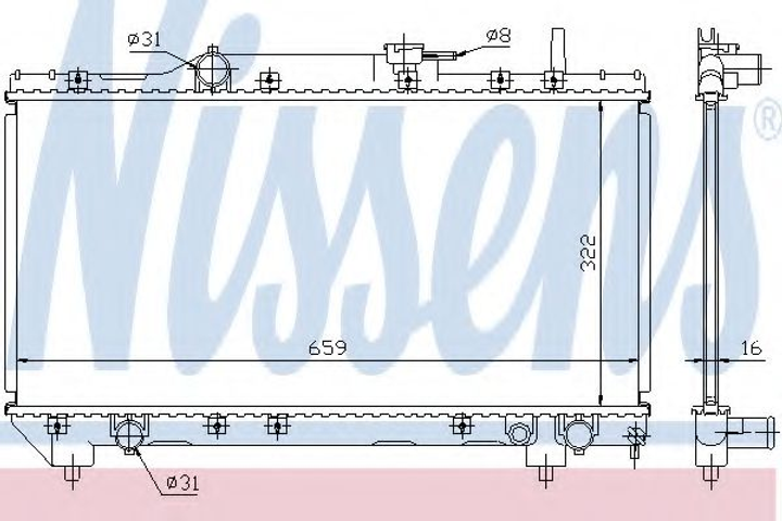 Радіатор охолодження TOYOTA CARINA E 92- 1.6/1.8 MT вир-во Nissens Nissens (64838A) - зображення 1