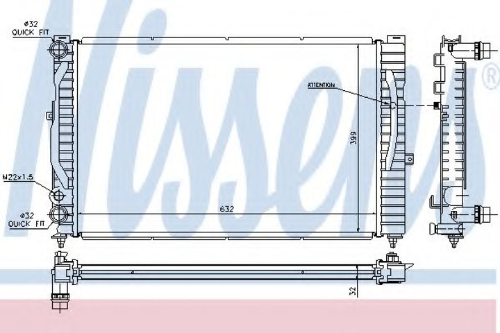 Радиатор охлаждения AUDI A4/S4 B5 94- / A6/S6 C5 97- пр-во Nissens Nissens (60299) - изображение 1