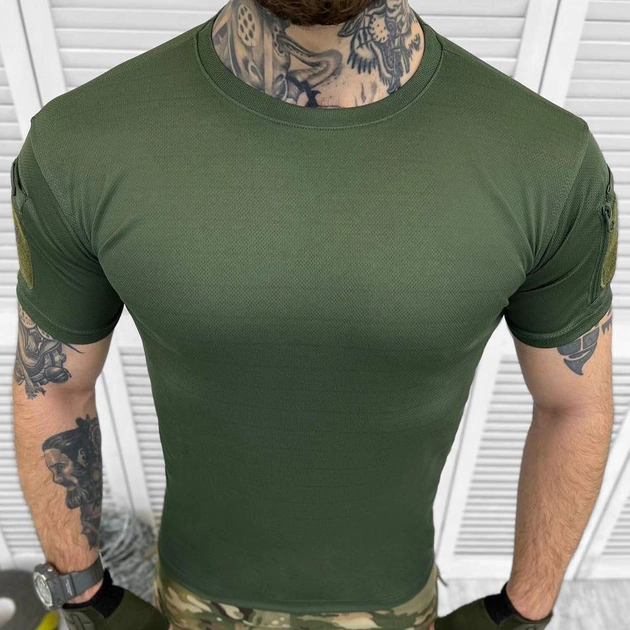 Мужская футболка Single Sword CoolPass приталенного кроя с липучками под шевроны хаки размер XL - изображение 2