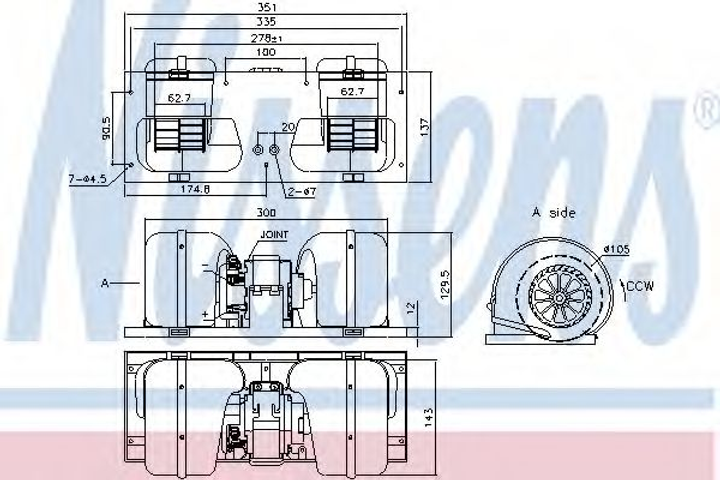 Вентилятор отопителя DAF 95 XF FT 95 XF 530 /105 MX, XE390C пр-во Nissens Nissens (87141) - изображение 1