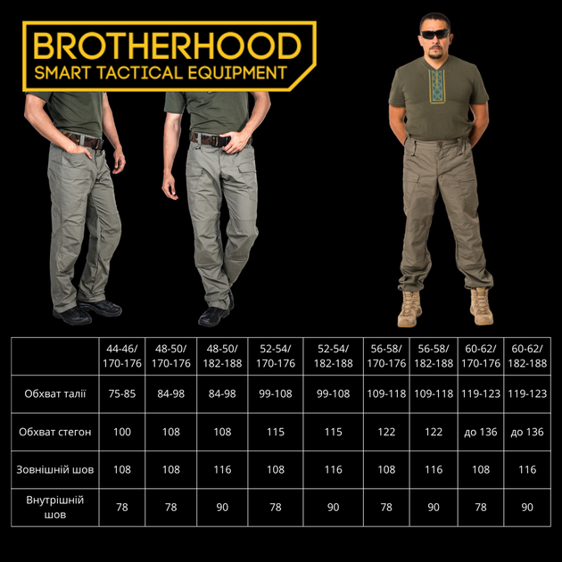 Штаны-комбинезон тактические демисезонные Brotherhood мультикам усиленные 52-54/182-188 - изображение 10