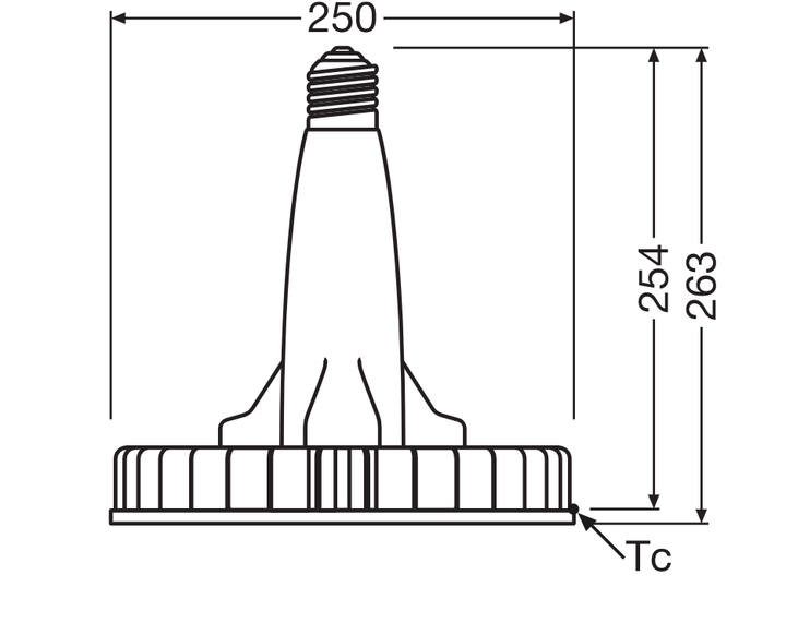 Лампа LED 150W 220V 21000lm 4000К Е40 250х263mm рефлекторна [4058075780408] OSRAM HID LED Highbay Universal P - зображення 9